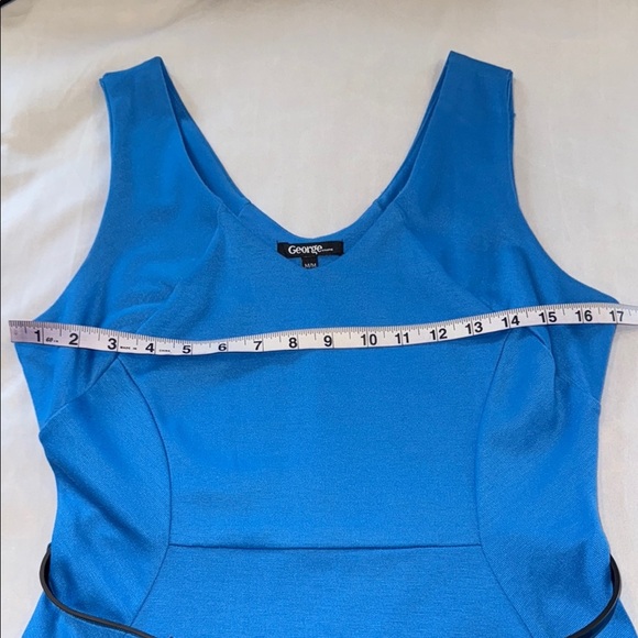 George Dress Blue Sheath Midi Office Cocktail Formal Women's Size M - Picture 7 of 10